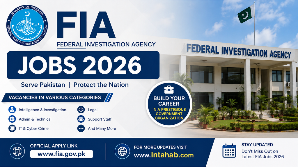 FIA Jobs 2026 – Federal Investigation Agency Apply Online at www.fia.gov.pk